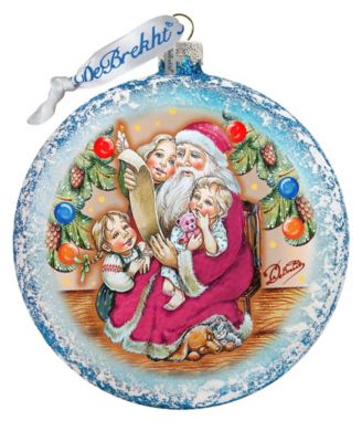 Santa List Circle Glass Ornament