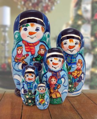 Mr. Snowman 5 Piece Russian Matryoshka Nested Doll Set