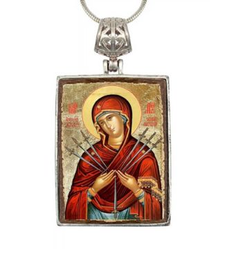 Virgin Mary of the Seven Swords Religious Holiday Jewelry Necklace Monastery Icons