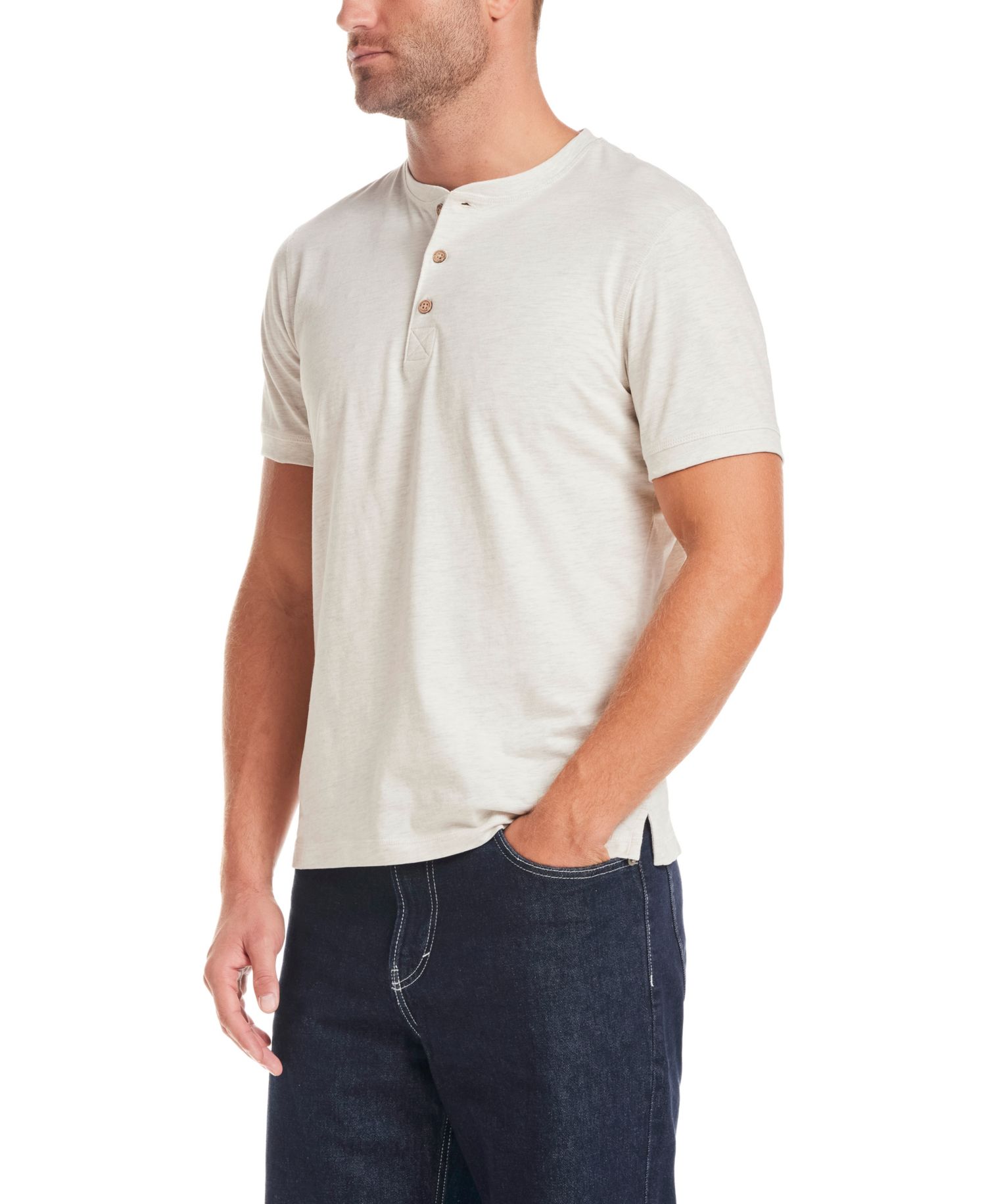 Men's Short-Sleeve Melange Henley Shirt