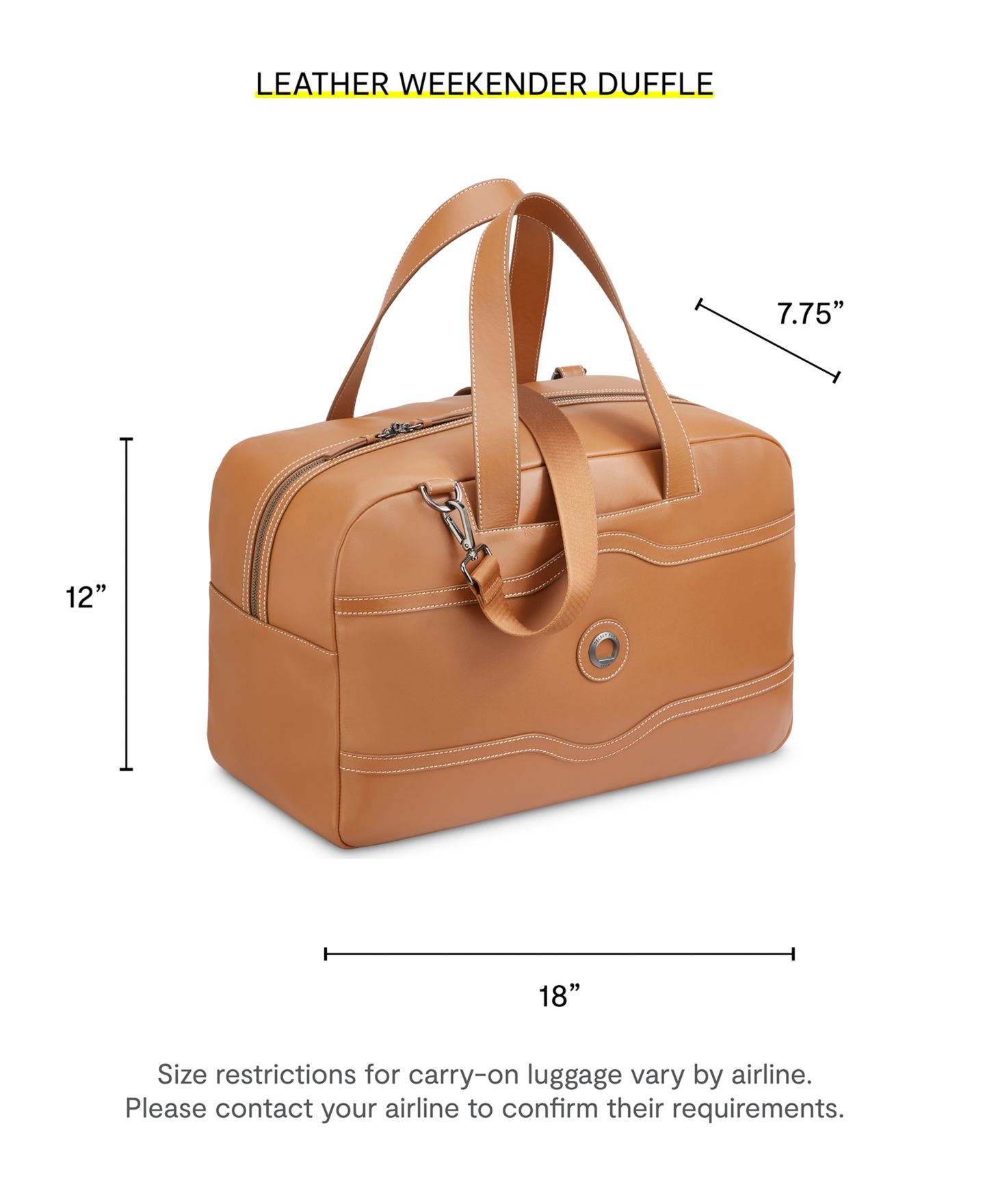 Сумка Delsey Paris Chatelet 18" Leather Duffel, цвет: Коньячный — фото 3