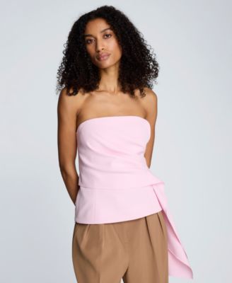 Women's Sleeveless Draped Front Bustier Crop Top