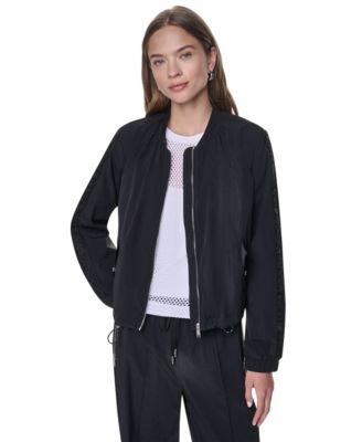 Women's Logo Trim Rumpled Bomber Tech Jacket