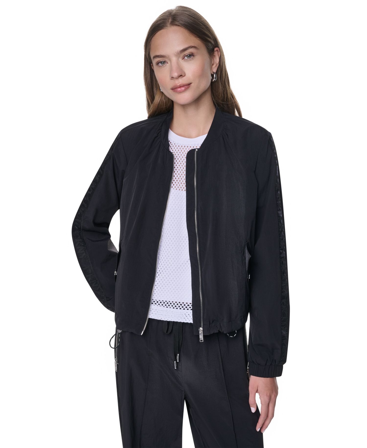 Women's Logo Trim Rumpled Bomber Tech Jacket