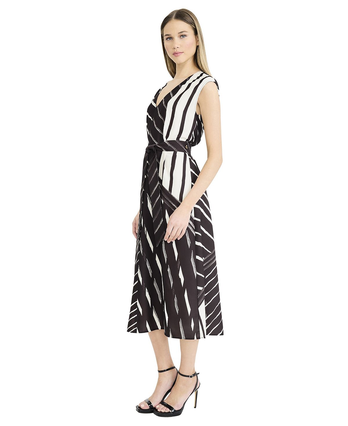 Luxely Women's Printed Sleeveless V-Neck Midi Dress view 2 — MAYCSS fashion products