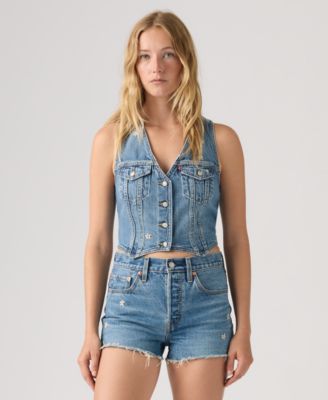 Women's Embroidered Mainline V-Neck Cotton Racer Vest