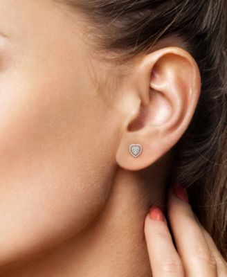 Diamond Heart Cluster Stud Earrings (1/2 ct. t.w.) in Sterling Silver