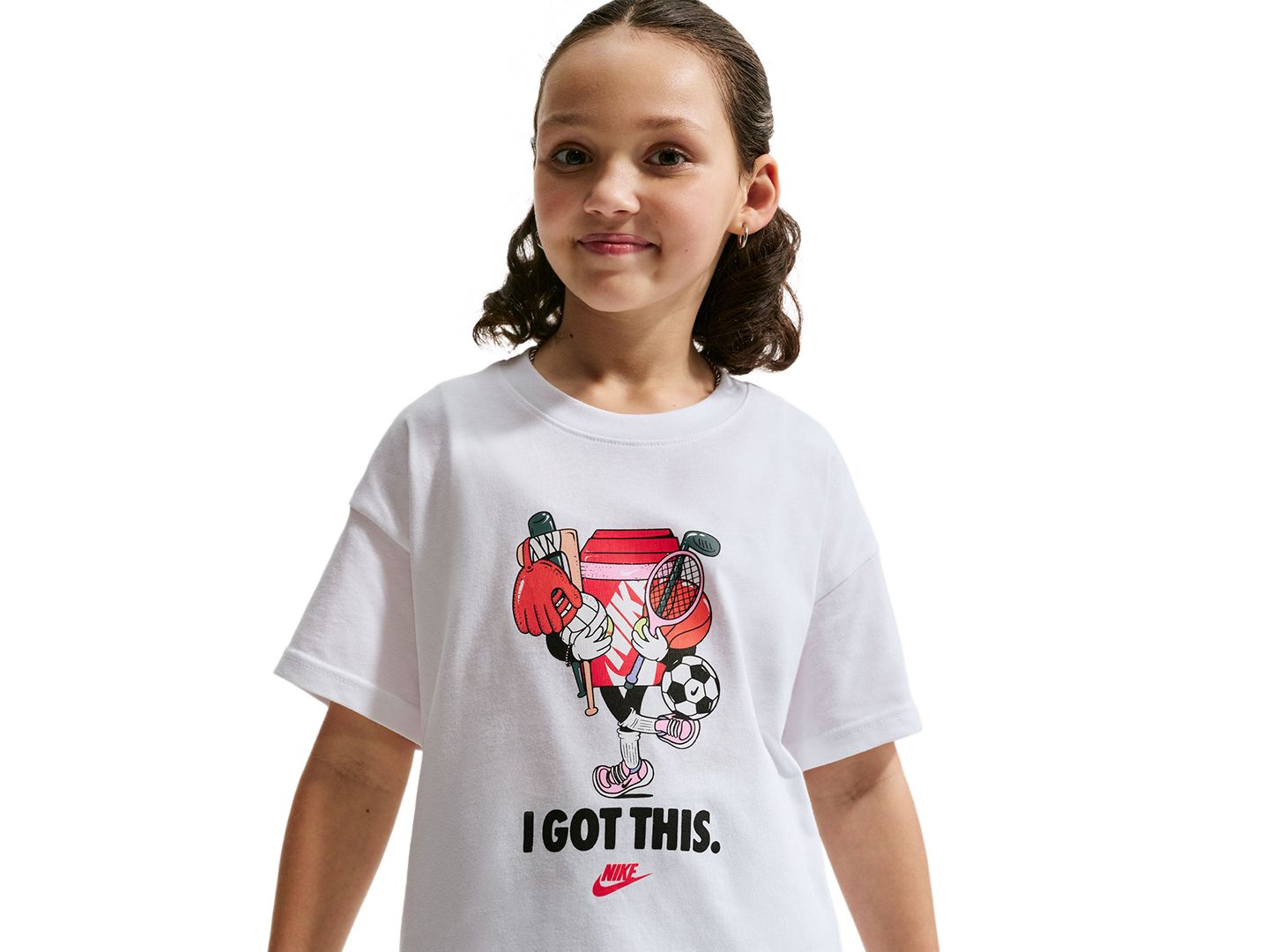 Футболка Nike Sportswear 7-16 Short-Sleeve T-Shirt для девочек, цвет: Белый — фото 2