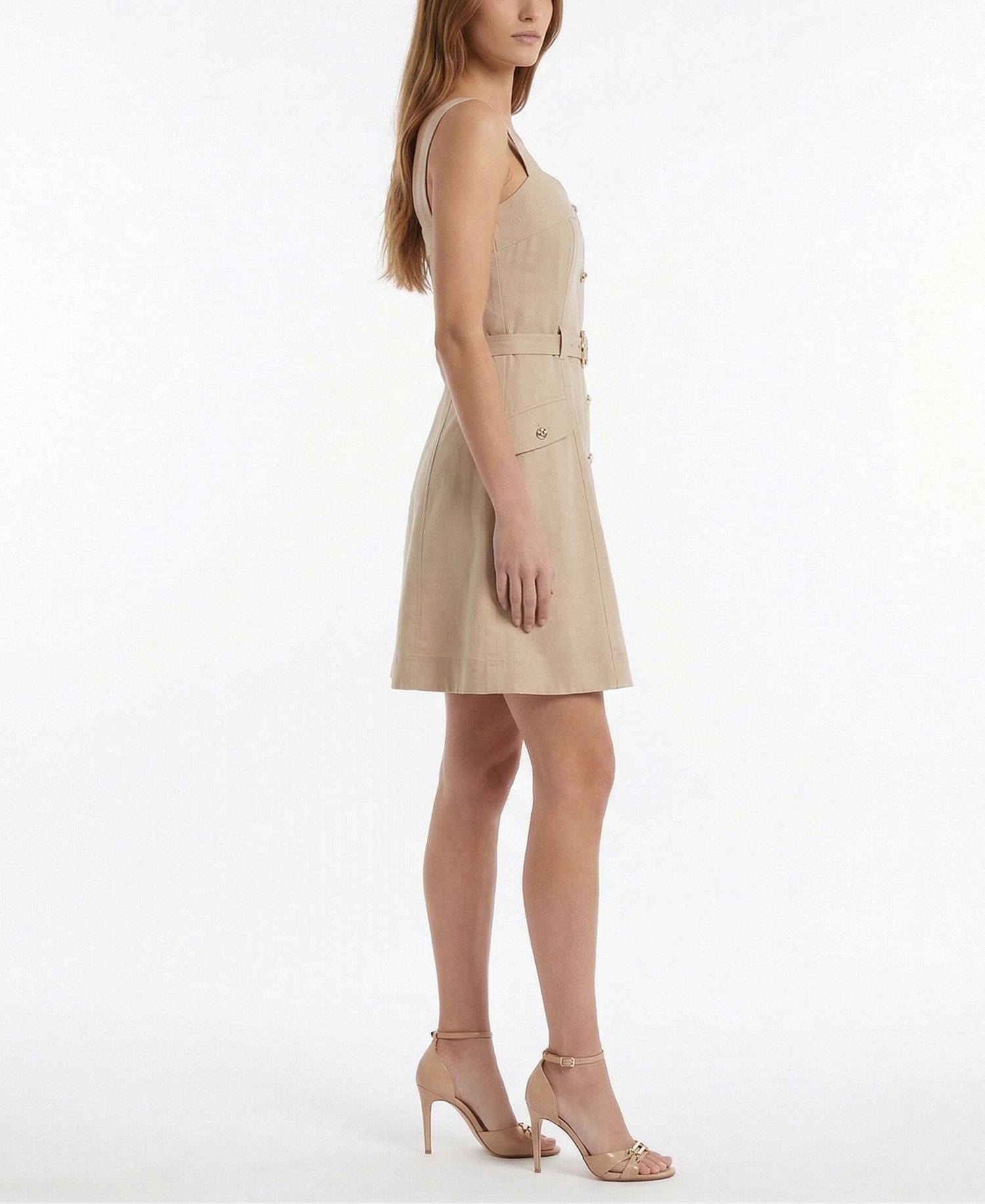 Women's A-Line Sweetheart Neck Belted Dress
