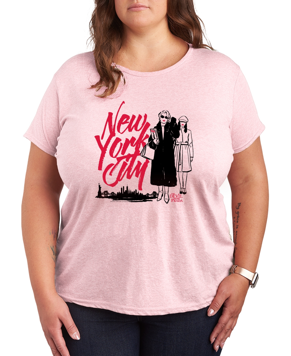 Hybrid Apparel Plus Size The Devil Wears Prada New York City Andy and Miranda Short-Sleeve T-Shirt - Heather Pink