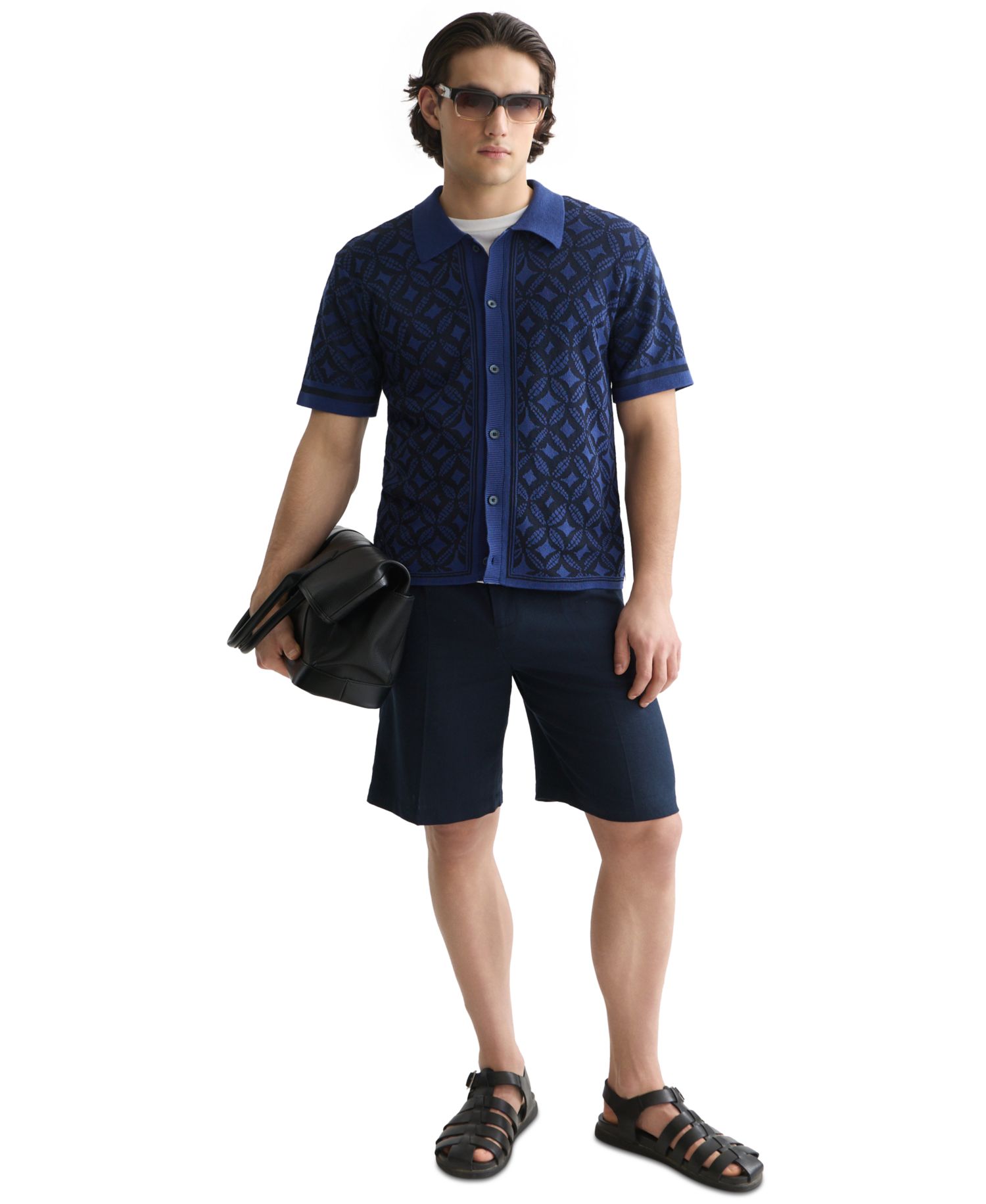 Men's Jacquard Knitted Short-Sleeve Shirt
