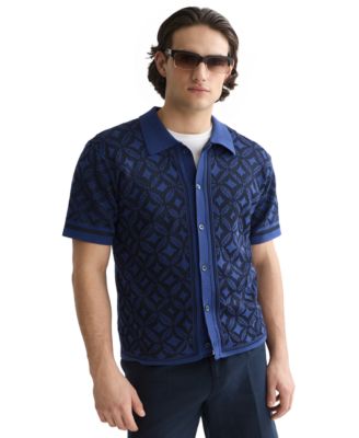 Men's Jacquard Knitted Short-Sleeve Shirt