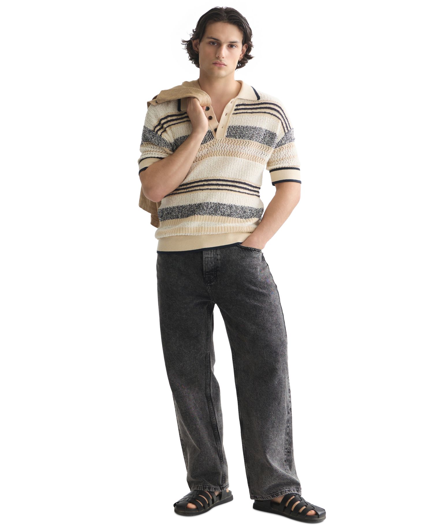 Men's Striped Short-Sleeve Knit Polo