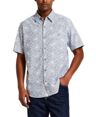 Men's Short-Sleeve Button-Down 100% Cotton Print Shirt