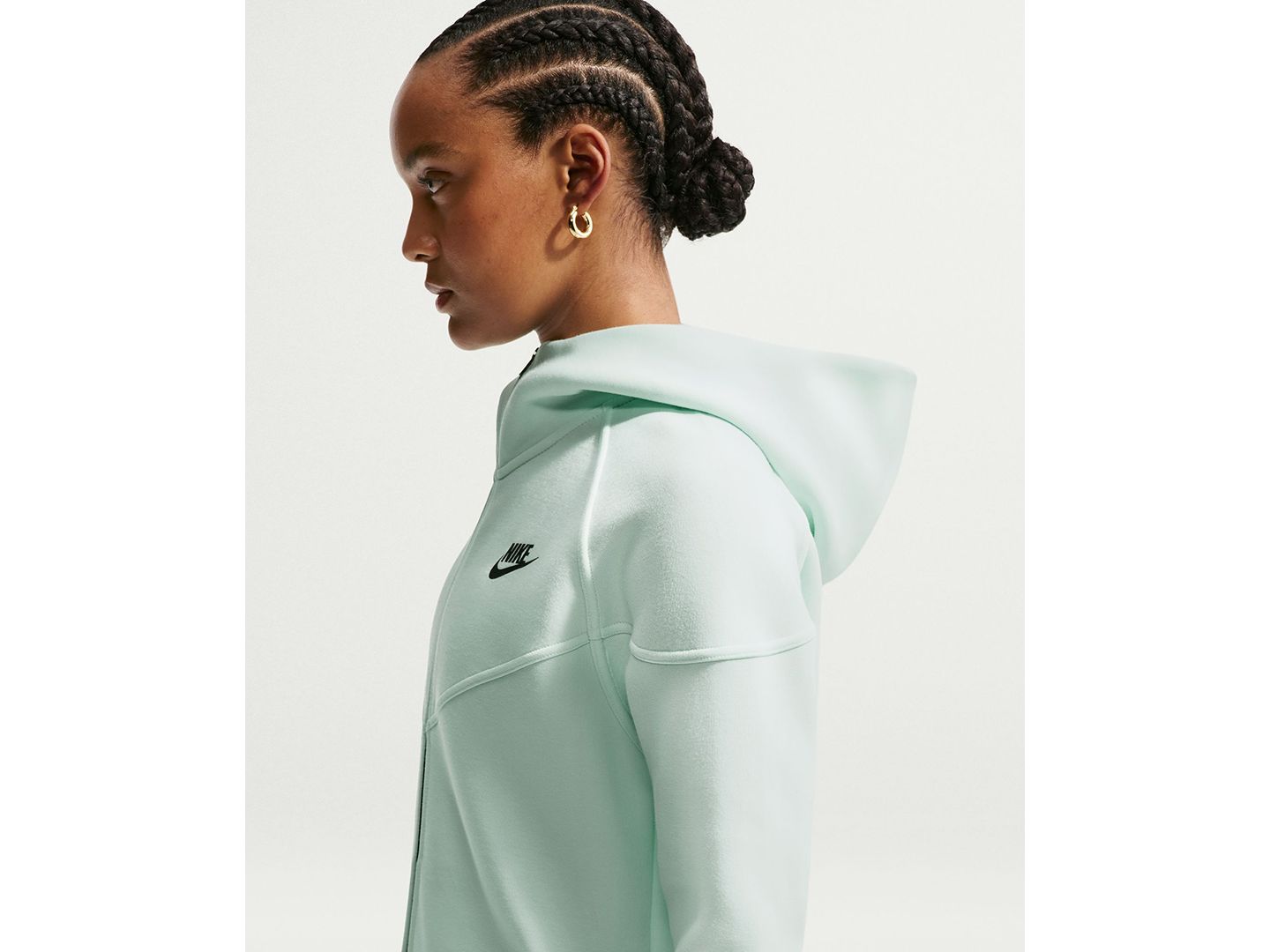 Женское худи Nike Sportswear Tech Fleece Windrunner Full-Zip, цвет: Зелёный — фото 3