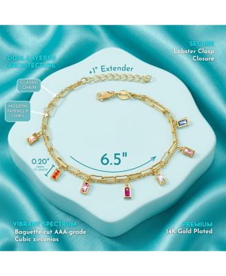 Brilliant Rainbow Multi-Color Cubic Zirconia Charms Bracelet