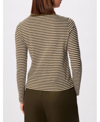 Women's Stripe Crew Neck Pocket Top