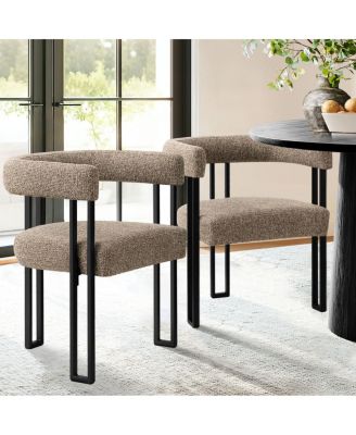 Modern Upholstered Dining Chairs Set of 2, Metal Legs, Armchair