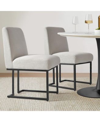 Upholstered Dining Chairs Set of 2, Lux Fabric, Metal Sled Base