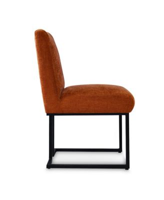 Upholstered Dining Chairs Set of 2, Lux Fabric, Metal Sled Base