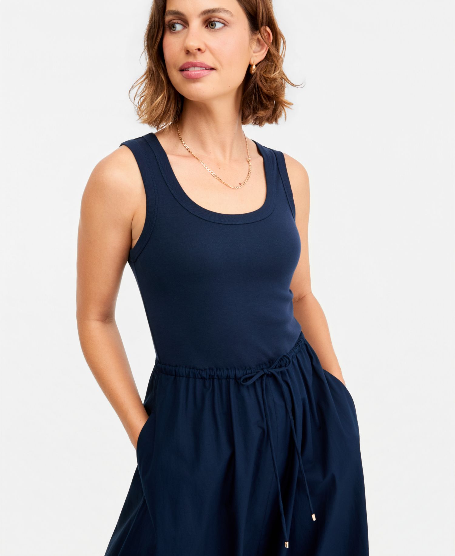 Women's Broderie Sleeveless Cotton Dress