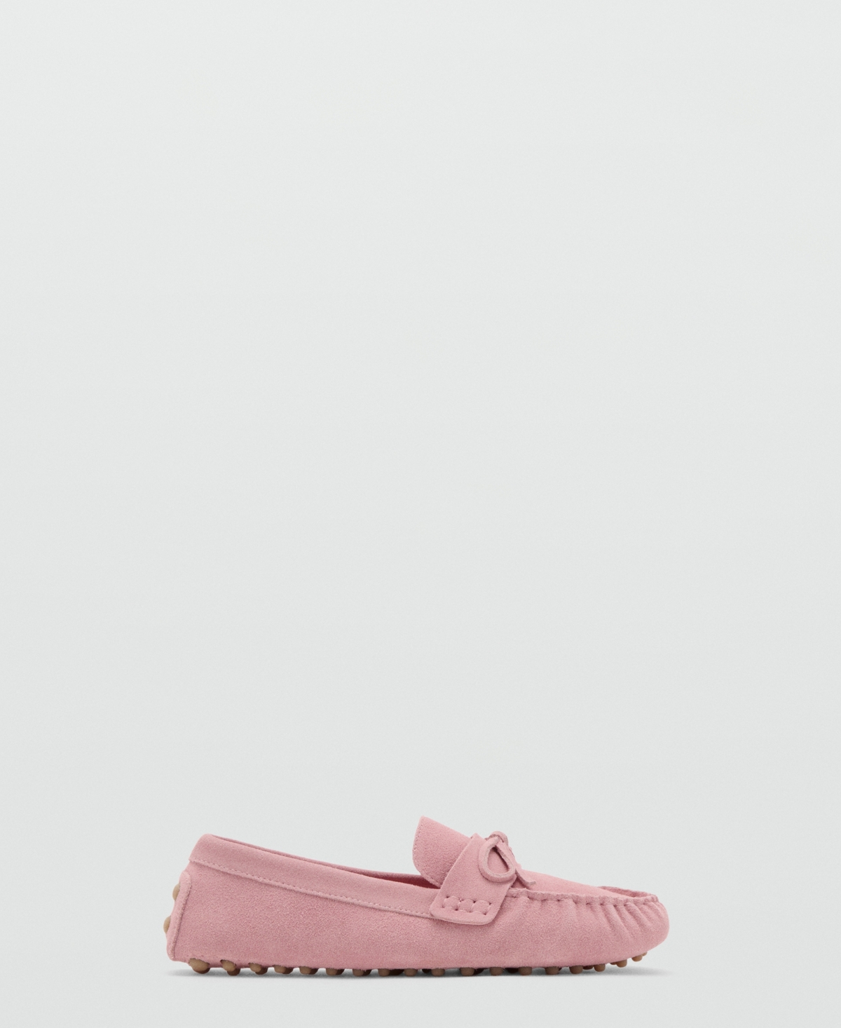 Mango Women's Gathered Suede Moccasins In Pink