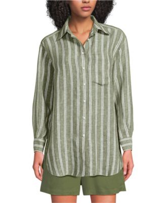 Women's Linen Oversized Button Front Shirt