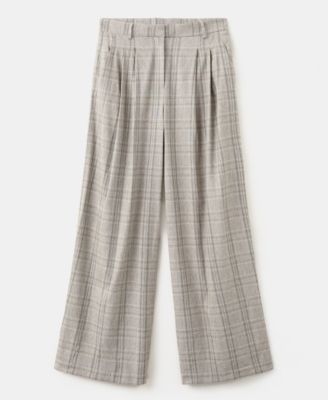 Women's Check Pleated Pants