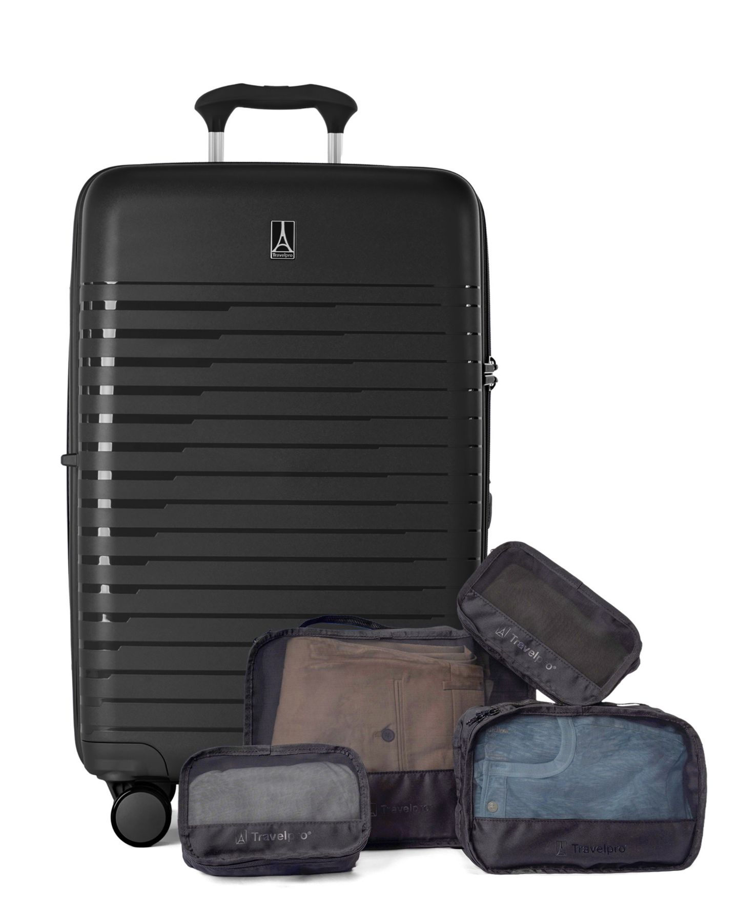 Чемоданы Travelpro Optima Medium Check-In Expandable Spinner and Packing Cubes, цвет: Чёрный — фото 1