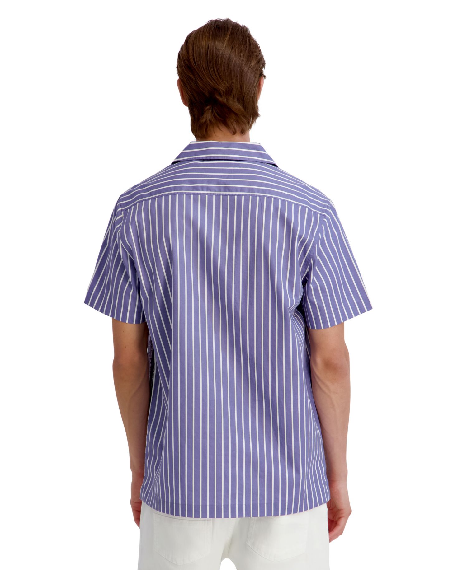 Men's Printed Floral Stripe Camp Collar Shirt