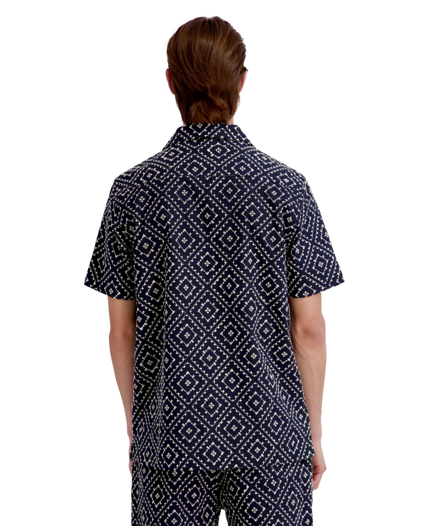 Men's Embroidered Diamond Button-Down Shirt