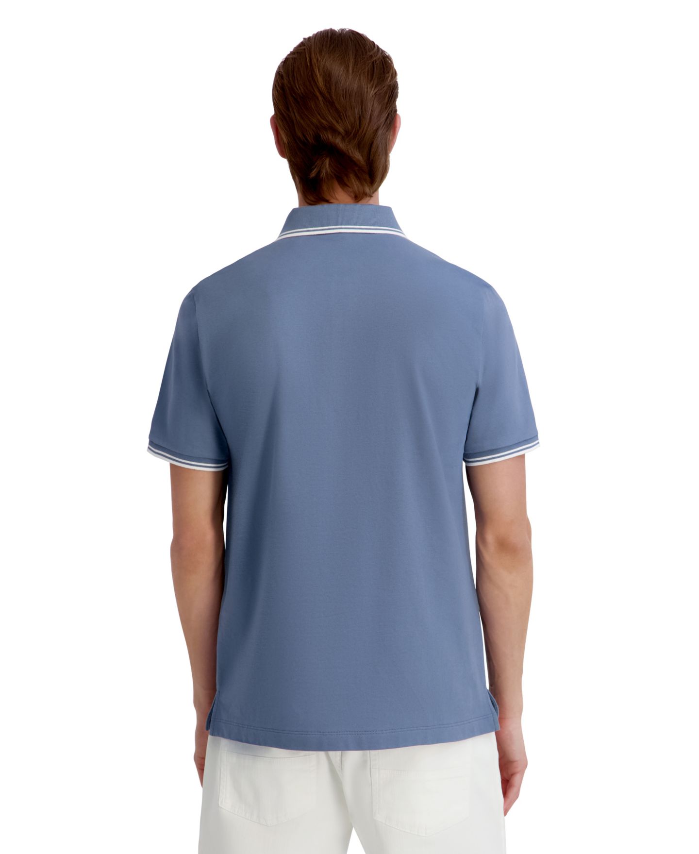 Мужское поло KARL LAGERFELD PARIS Logo Short-Sleeve Spread Collar Polo Shirt, цвет: Синий — фото 4