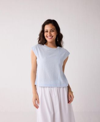 Women's Button-Back Crew Neck Top
