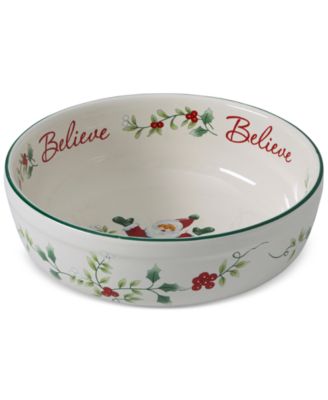 Photo 1 of Pfaltzgraff Winterberry  Santa Believe 7" Stoneware Candy Bowl, Created for Macy's