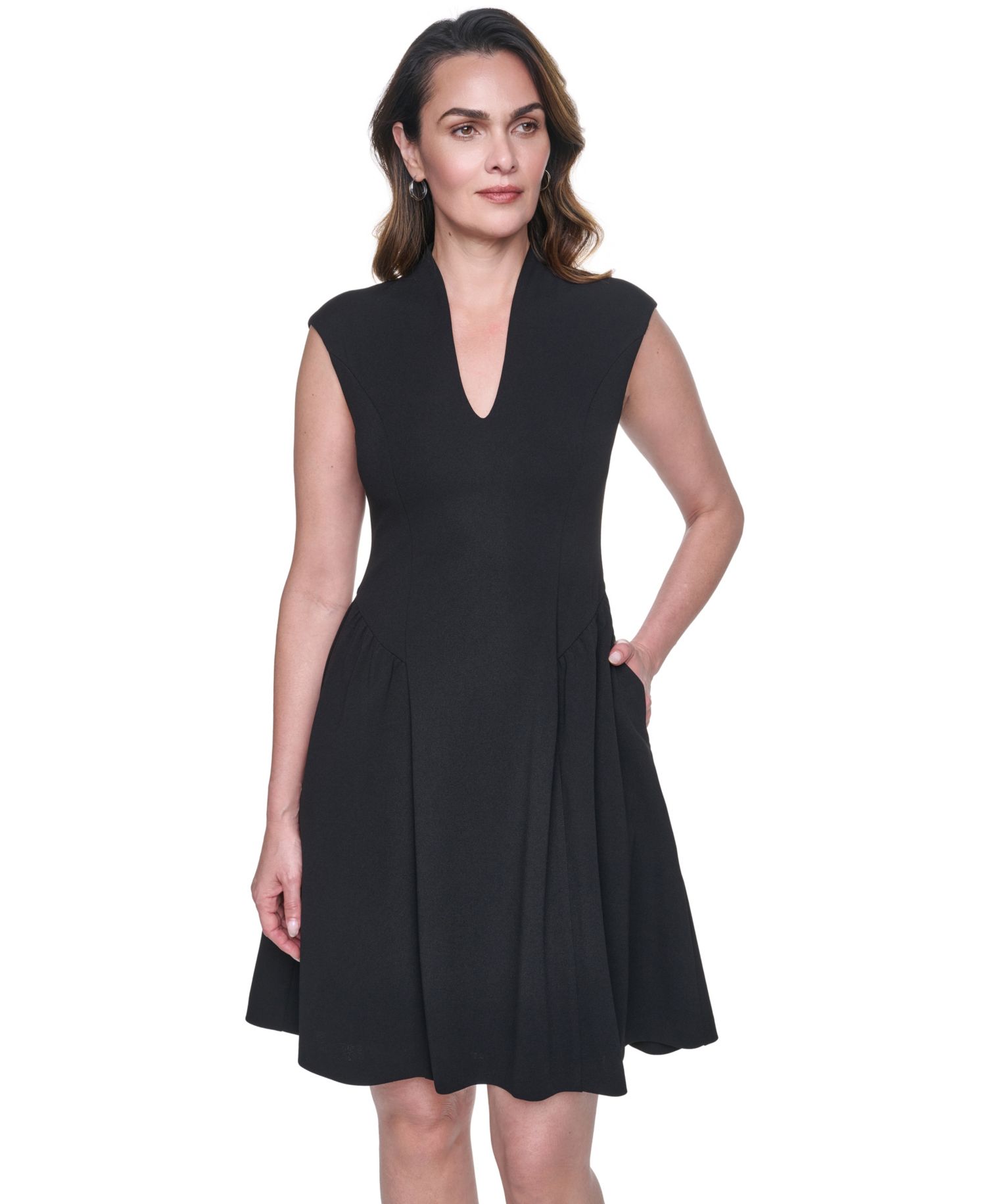 Women's Scuba Crepe V-Neck Dress
