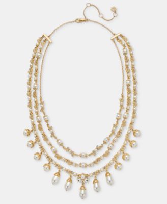 Crystal & Imitation Pearl Layered Statement Necklace, 18" + 3" extender
