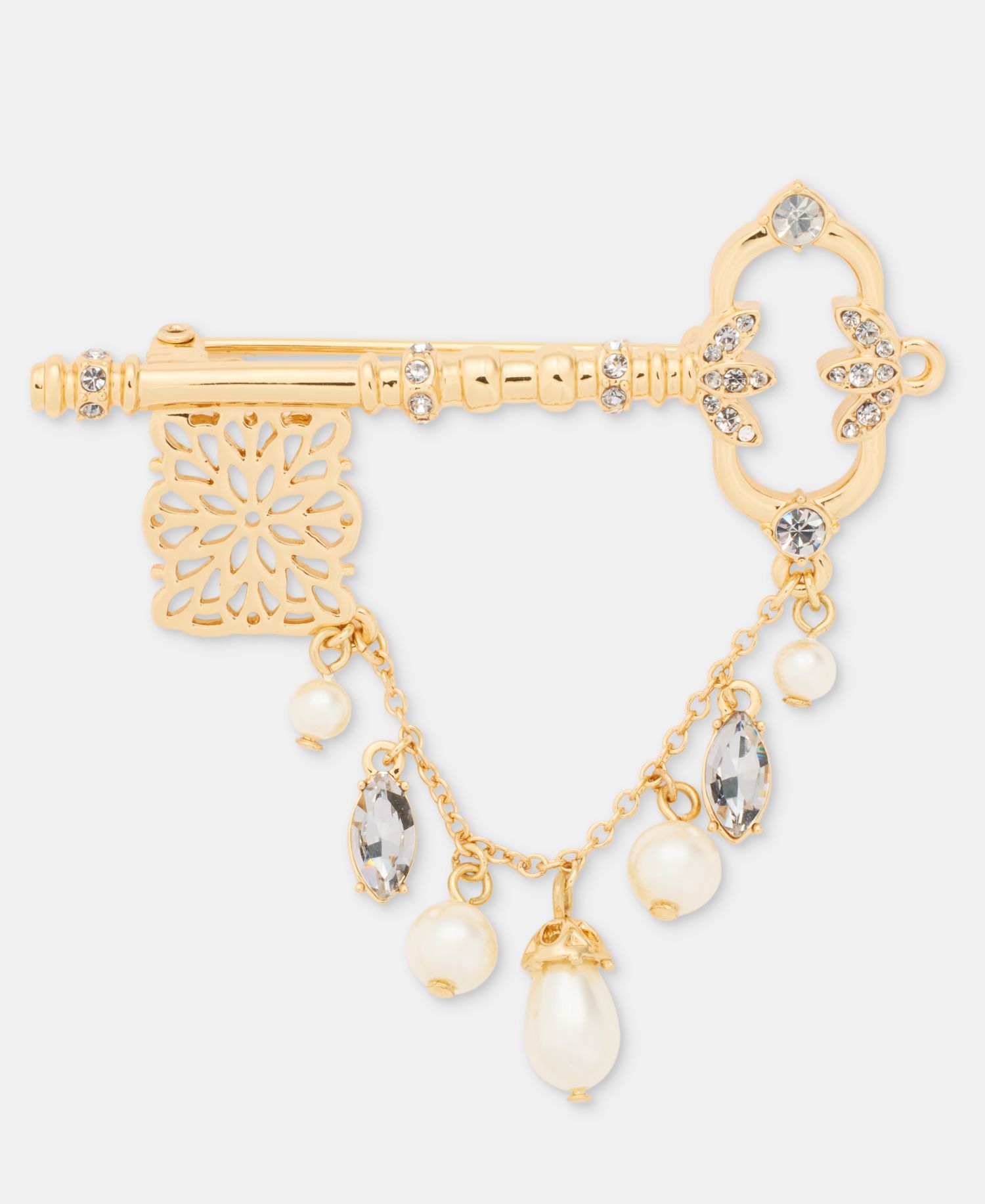 Crystal & Imitation Pearl Key Pin