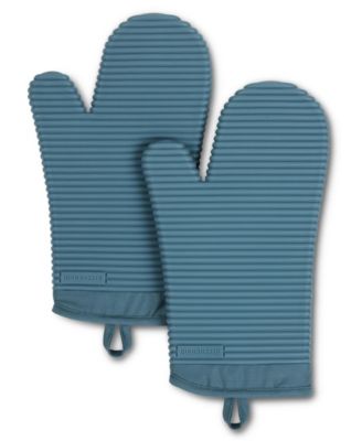 Ribbed Soft Silicone 2-Pc. Oven Mitt Set