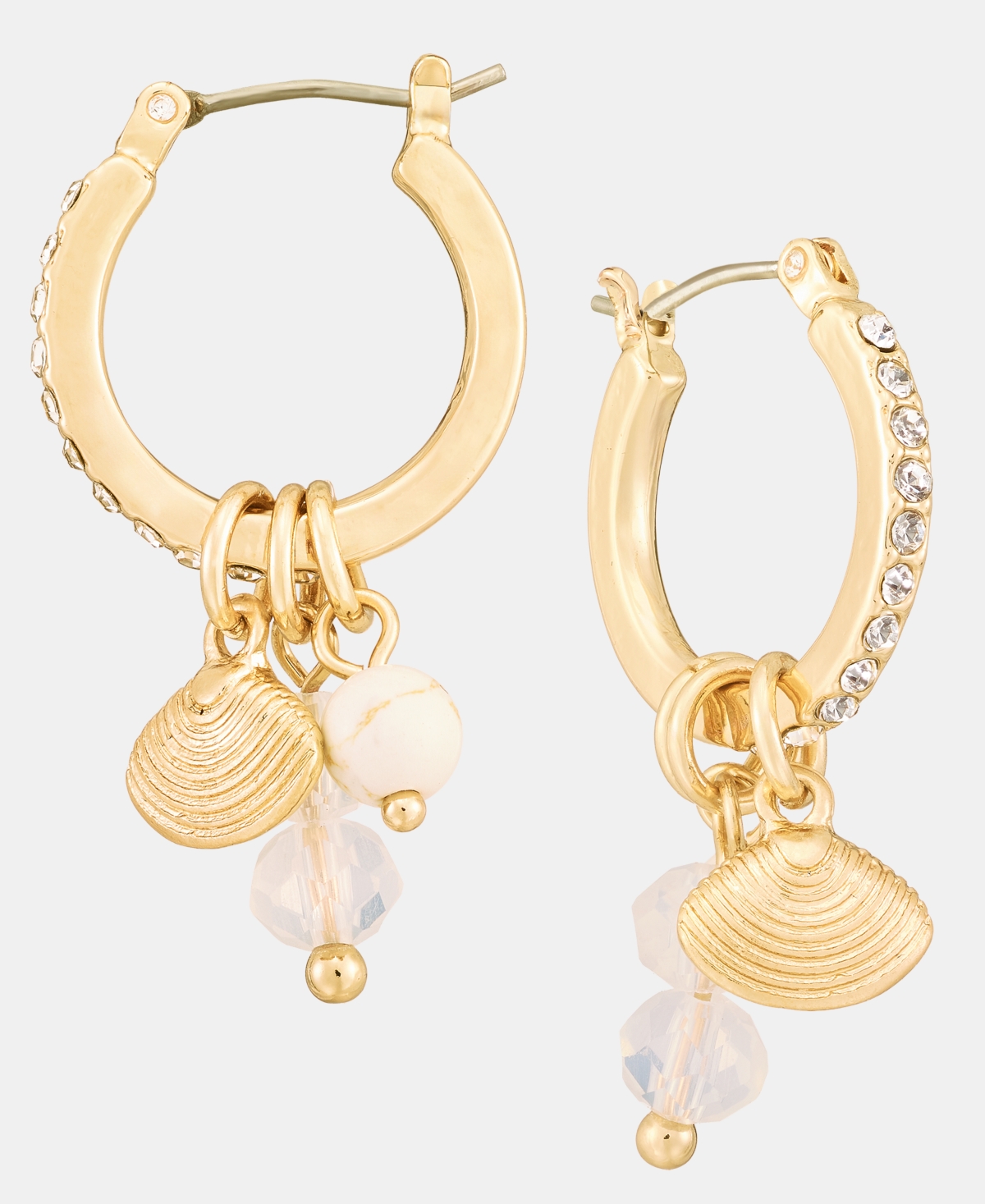 lonna & lilly Shell & Bead Charm Hoop Earrings