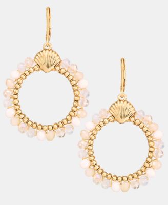 Beaded Shell Open Drop Earrings