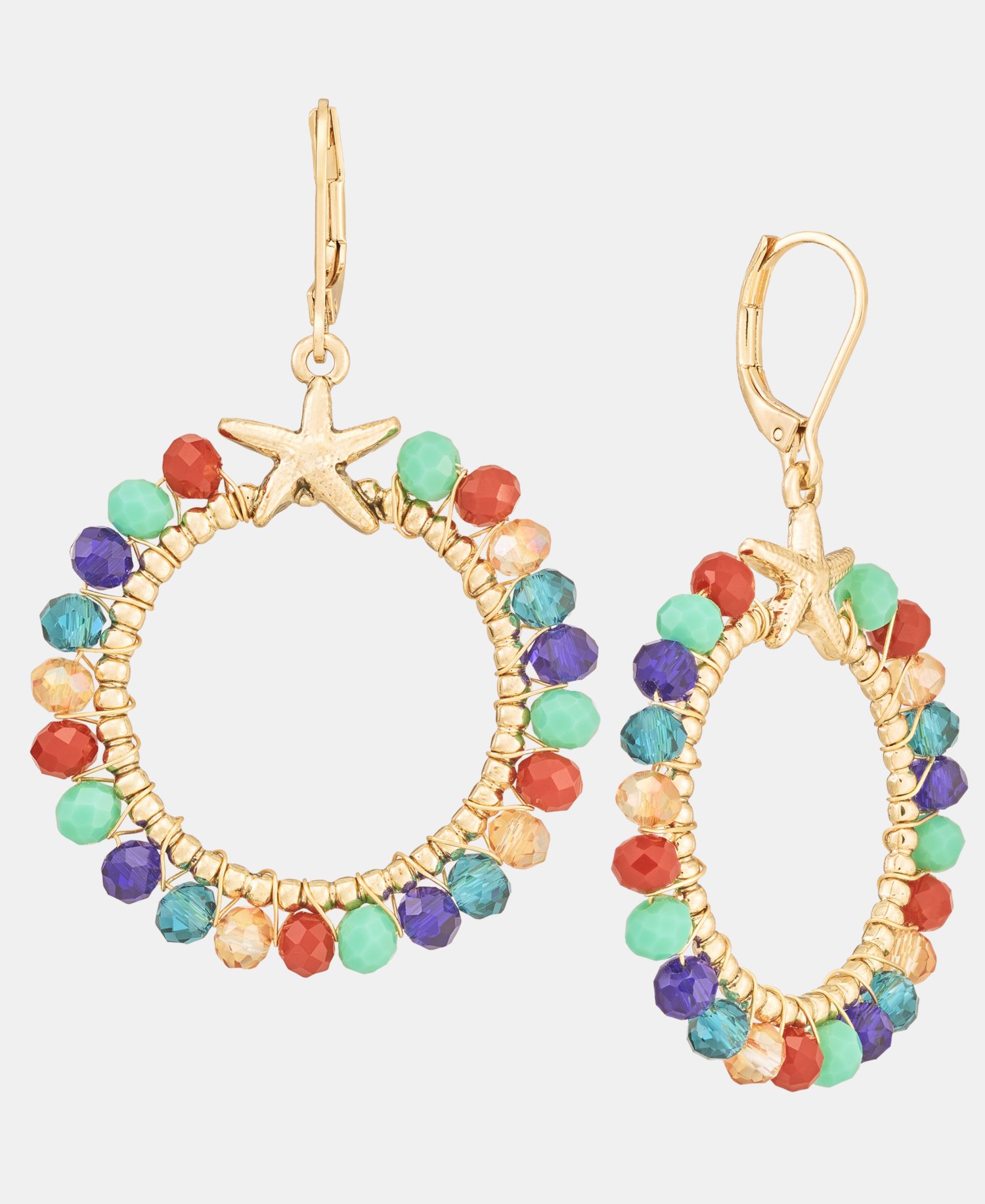 Beaded Starfish Open Drop Earrings
