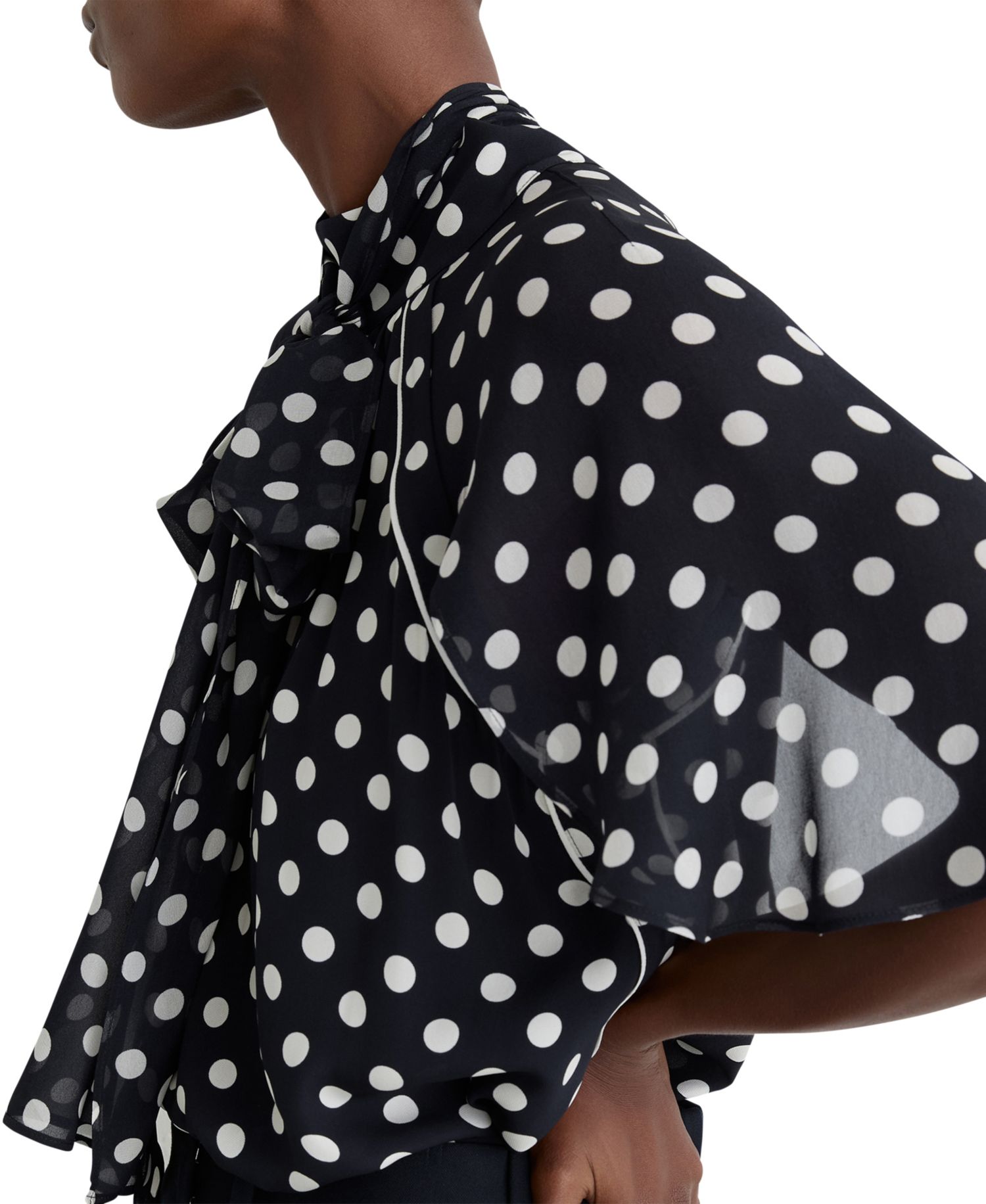 Women's Aliana Polka-Dot Tie-Neck Blouse