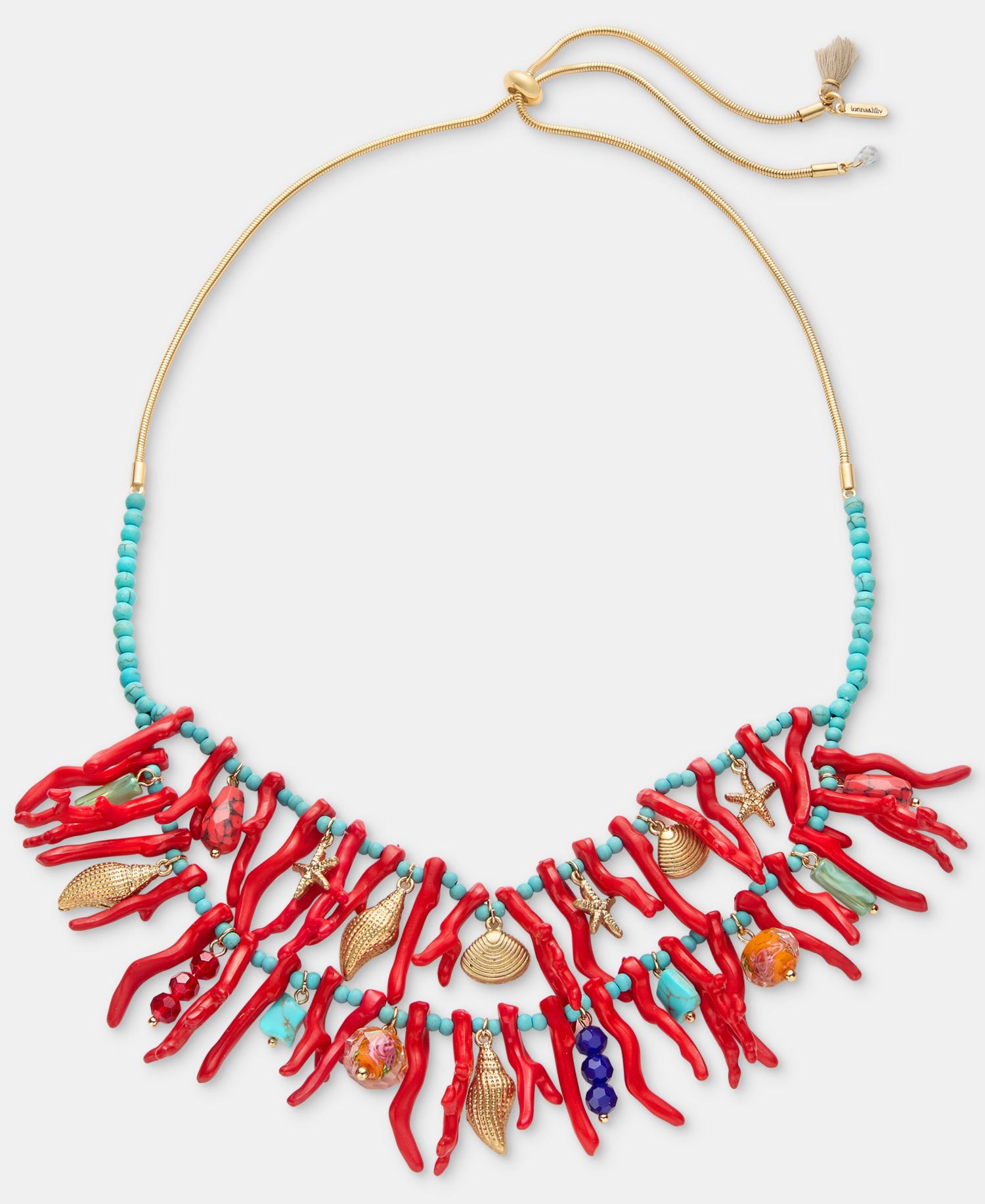 Sealife Charm Beaded 28" Layered Statement Necklace