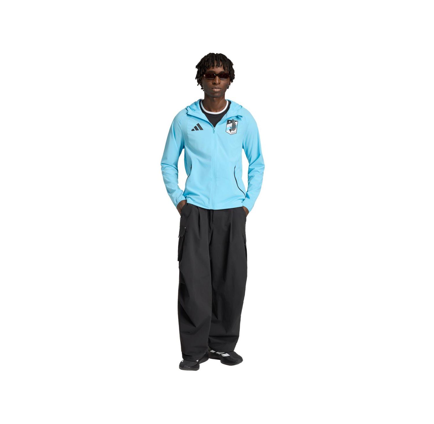 Men's Light Blue Minnesota United FC Tiro Travel Full-Zip Hooded Windbreaker Jacket