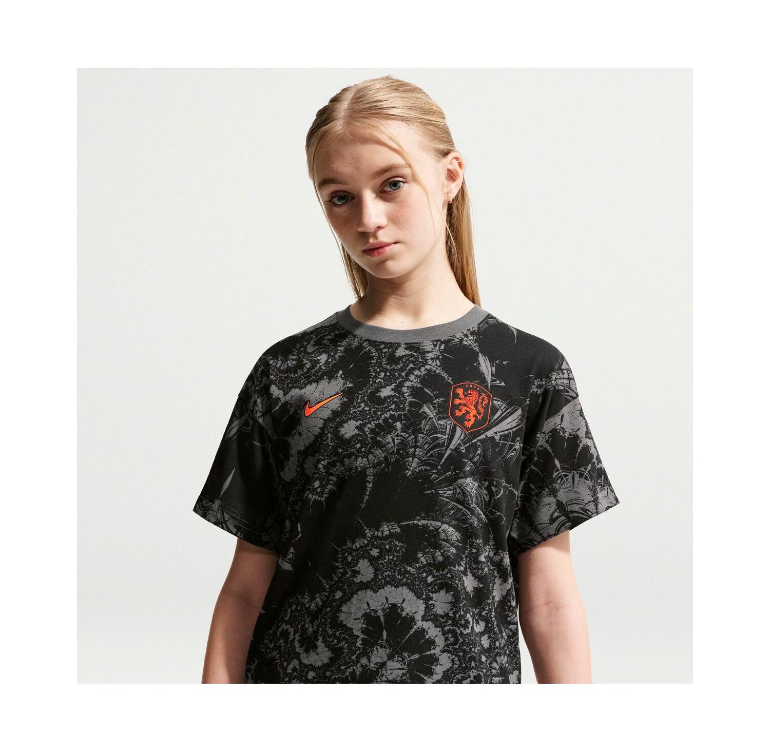 Big Boys and Girls Gray Netherlands National Team Allover Print T-Shirt
