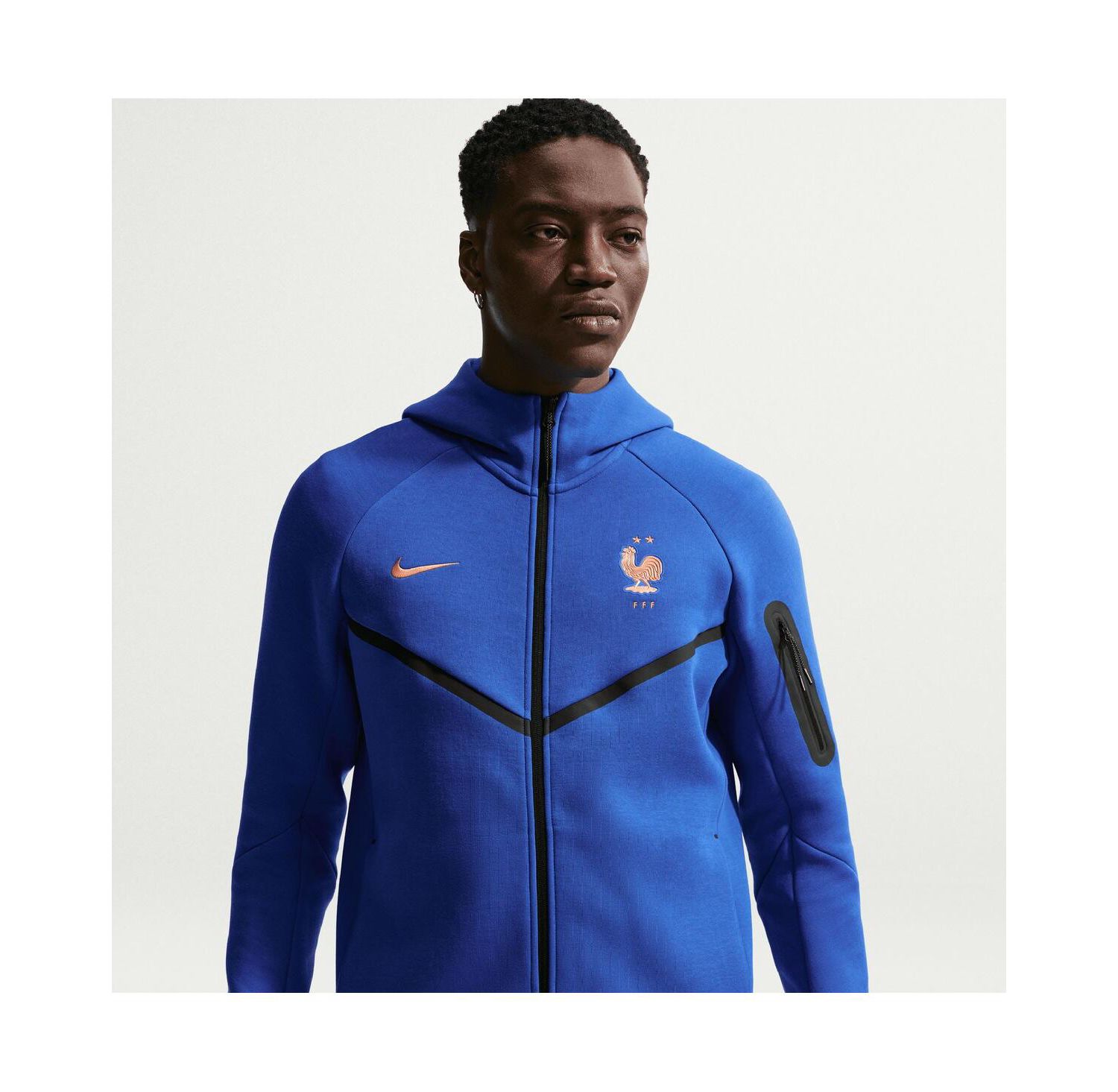 Men's Blue France National Team 2026 Tech Fleece Windrunner Raglan Full-Zip Hoodie