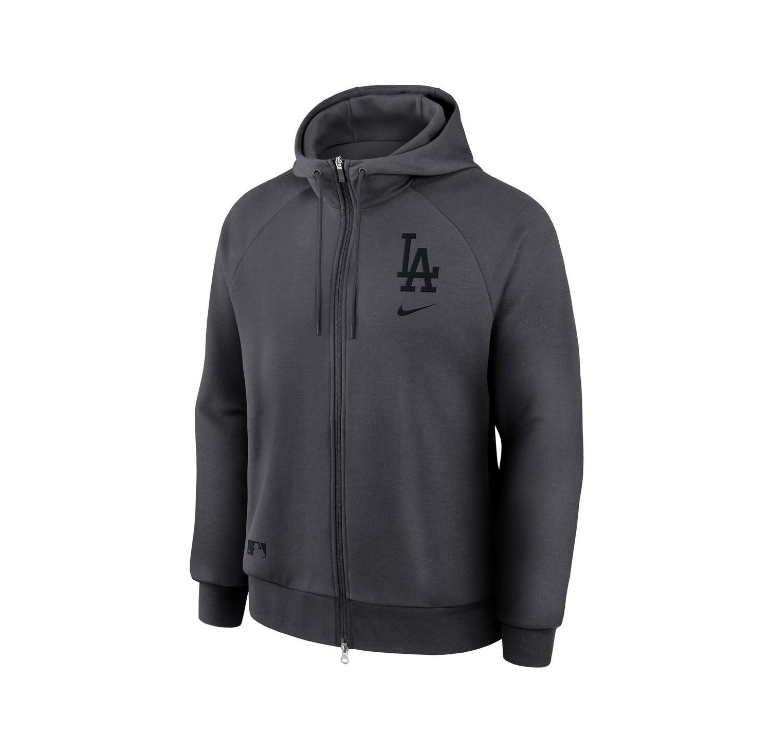 Men's Anthracite Los Angeles Dodgers Authentic Collection Player Raglan Dri-FIT Full-Zip Hoodie
