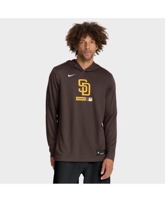 Men's Brown San Diego Padres Authentic Collection Dri-FIT Long Sleeve Hooded T-Shirt