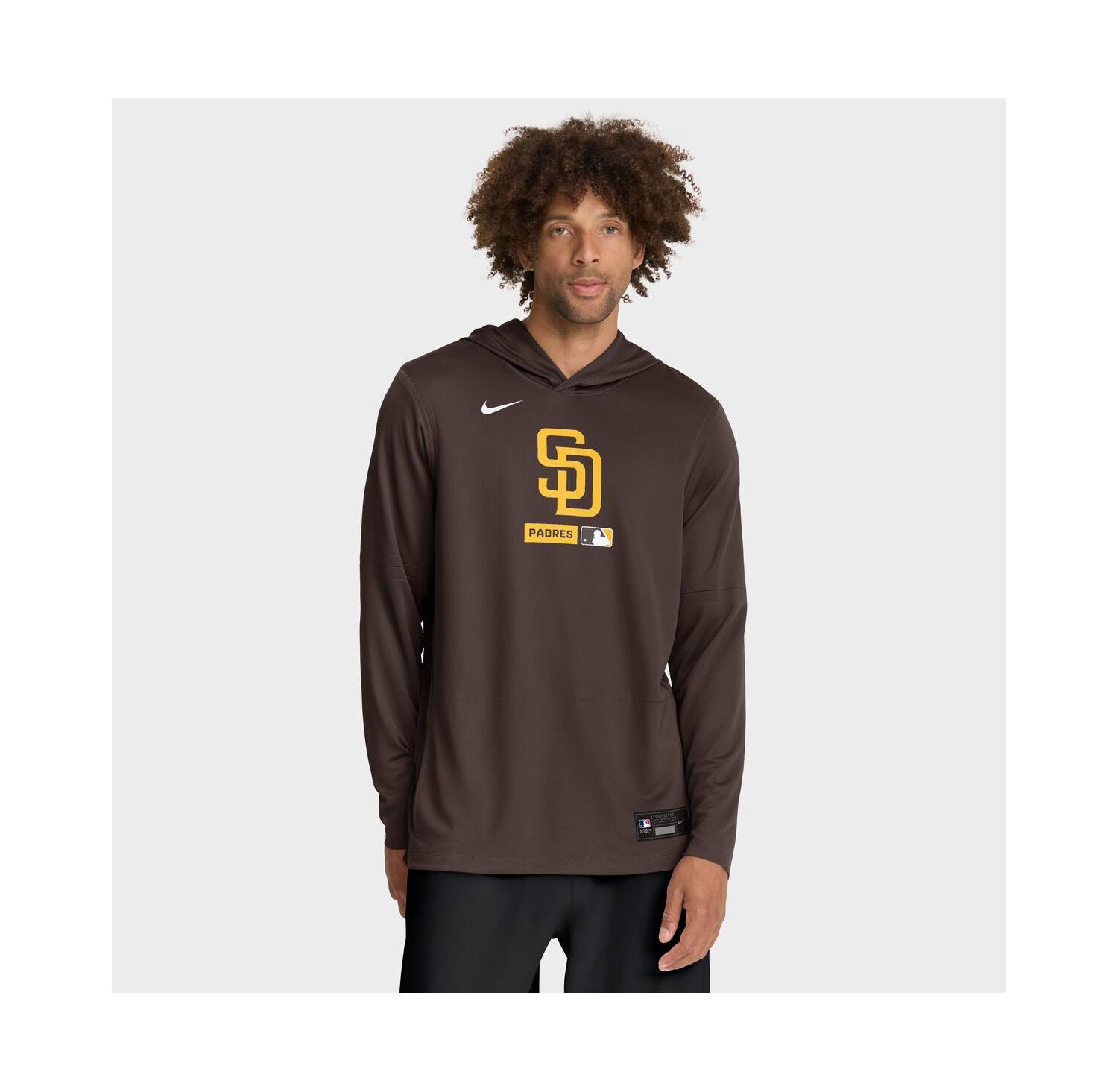 Men's Brown San Diego Padres Authentic Collection Dri-FIT Long Sleeve Hooded T-Shirt