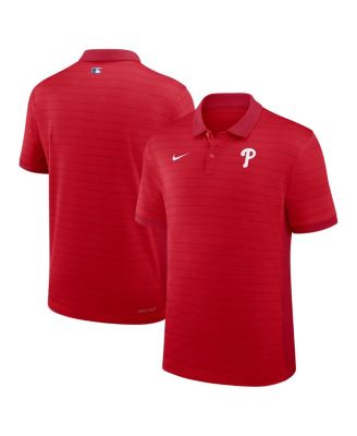 Men's Red Philadelphia Phillies Authentic Collection Striped Victory Dri-FIT Polo Shirt